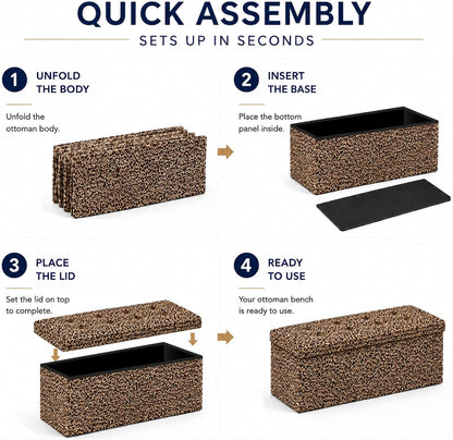 ALASDO Storage Ottoman Footrest Stool Small Ottoman with Storage Foldable Ottomans Foot Rest Footstool Bench for Living Room 17x13x13inches Grey