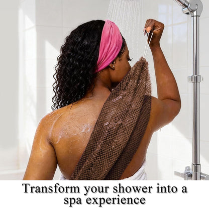 SubSahara Authentic African Net Sponge - 2 Pack Exfoliating Bath & Shower Loofah Sponge for Body & Face, Gentle Scrubber for All Skin Types, Travel, Durable Polyester (Olive Green & Light Green)