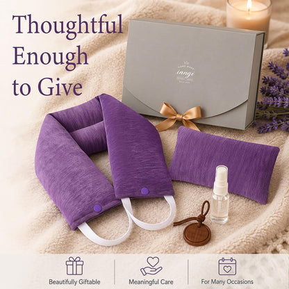 Premium Lavender Microwavable Neck Wrap Set, Heating Pad with Eye Pillow