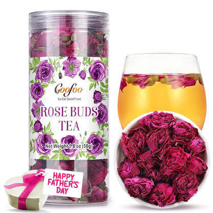 Goofoo Lanfei Dried Edible Whole Rose Buds Loose Leaf Herbal Tea 1.8 Oz