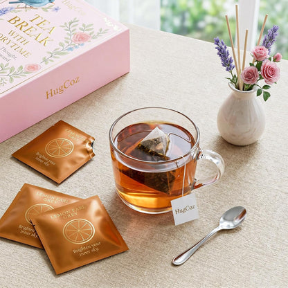 HugCoz Book Tea Gift Set, 60 Assorted Tea Bags, Christmas Day & Corporate Gifting Option, 12 Exotic Herbal Blends with Premium Whole Leaf in Eco-Friendly Pyramid Bags