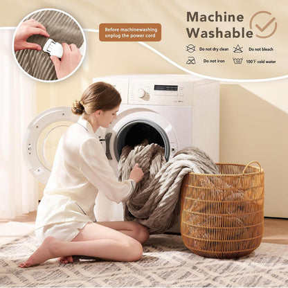 Homemate Heated Blanket Electric Throw - 50"x60" Heating Blanket Throw 1/2/4/6/8 Hours Auto-Off 10 Heat Levels Over-Heat Protection Soft Flannel Sherpa Heater ETL Certification