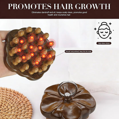 Wooden Scalp Massager for Hair Growth Support, Bamboo Scalp Massager Brush for Head Relaxation, Scalp Stimulation & Hair Oil Distribution, Natural Wooden Massager for Face and Body Care