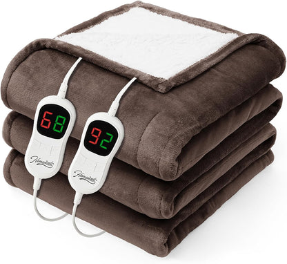 Homemate Electric Heated Blanket Twin - 62"x84" Heating Bed Blankets Throw with 10 Heating Levels 8 Hours Auto Off Fast Heating Over-Heated Protection Ultra Soft Warm Flannel ETL Certified Grey - Colors B