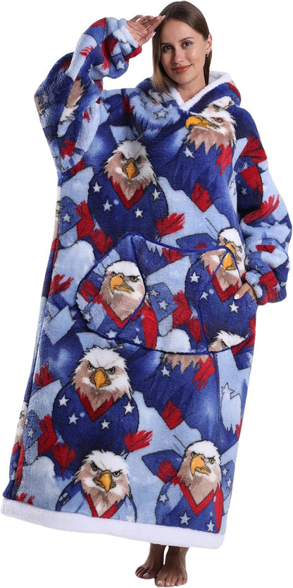 Capecage Blanket Hoodie, Long Hooded Blanket Sweatshirt as Birthday Gifts for Women Men, Long Wearable Blanket for Women Men.
