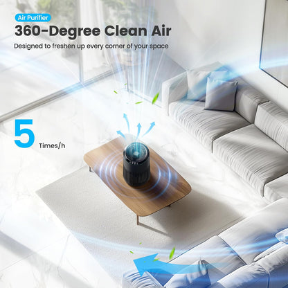 Air Purifiers for Bedroom Home for Smoke Pet Dander Odors, Air Purifier with Sleep Mode Small Air Purifier with Fragrance Sponge for Bedroom Office, Blue Ambient Light, 23dB Quiet, 2 Pack Ivory