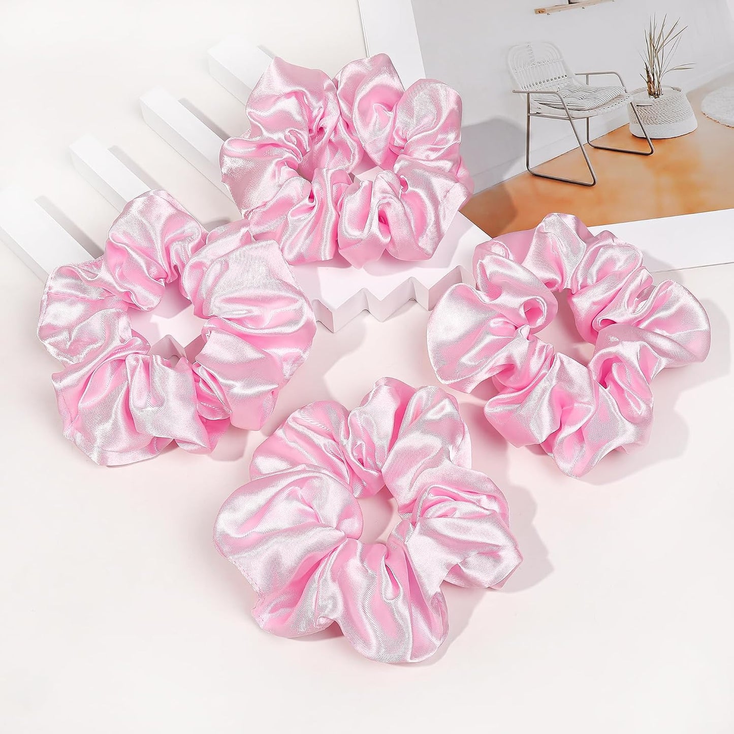 16 Pcs Scrunchies for Women - Black Satin Silk Scrunchies for Girls Hair Ties Elastics Bands Ponytail Holder Hair Accessories