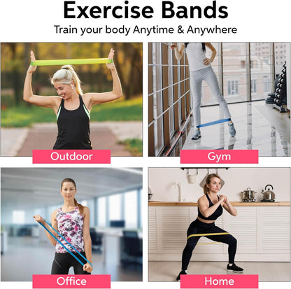 New Horrizon Resistance Bands for Working Out Set of 5 with Carry Bag, Resistance Loop Exercise Bands for Strength Training, Physical Therapy & Pilates, Home Gym Workout Equipment for Men & Women