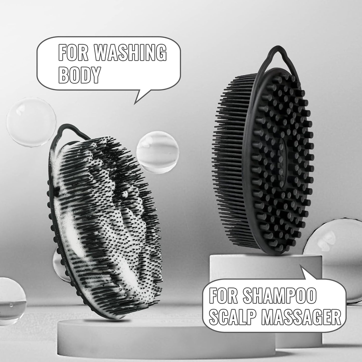 TDHDIKE Silicone Body Scrubber Loofah - Set of 3 Soft Exfoliating Body Bath Shower Scrubber Loofsh Brush for Sensitive Kids Women Men All Kinds of Skin