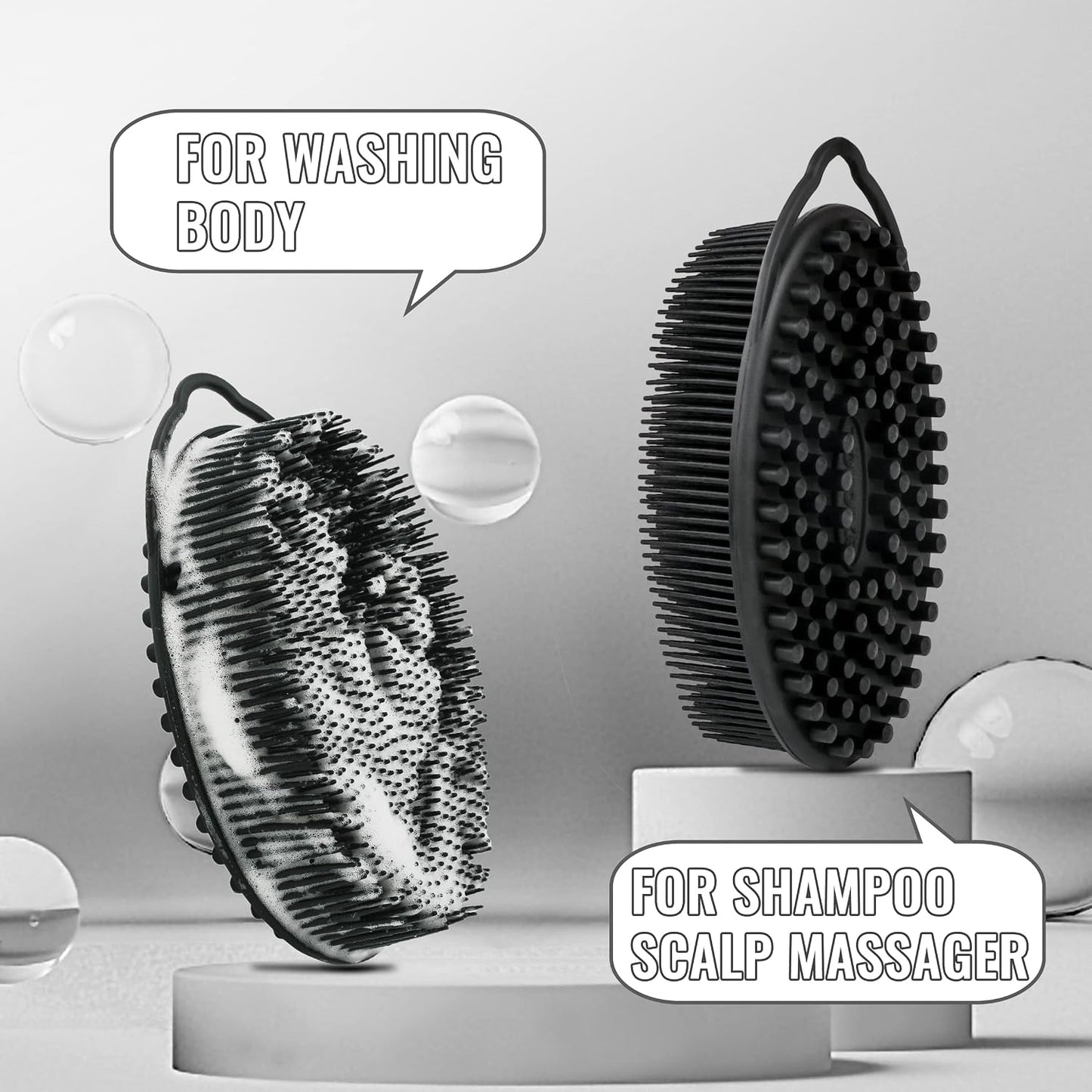 Silicone Body Scrubber Loofah 3 Pack Exfoliating Soft Loofah Shower Brush