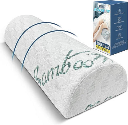 Semi Roll Pillow, Under Knee Pillow | Under Leg Bolster for Lower Back Support, Half Moon Bed Pillow for Leg, Knee,Back Sleeping, 7.8”x 20.4”x 4.8”