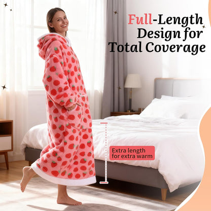 Capecage Blanket Hoodie, Long Hooded Blanket Sweatshirt as Birthday Gifts for Women Men, Long Wearable Blanket for Women Men.