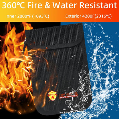 3 Pcs Fireproof Waterproof Document Bag(2000℉), Fire and Water Resistant Safe Zipper Storage Organizer Pouch for A4 A5 Documents Holder, Cash, Passport, Tablet, Laptop, File, Jewelry,(Black)