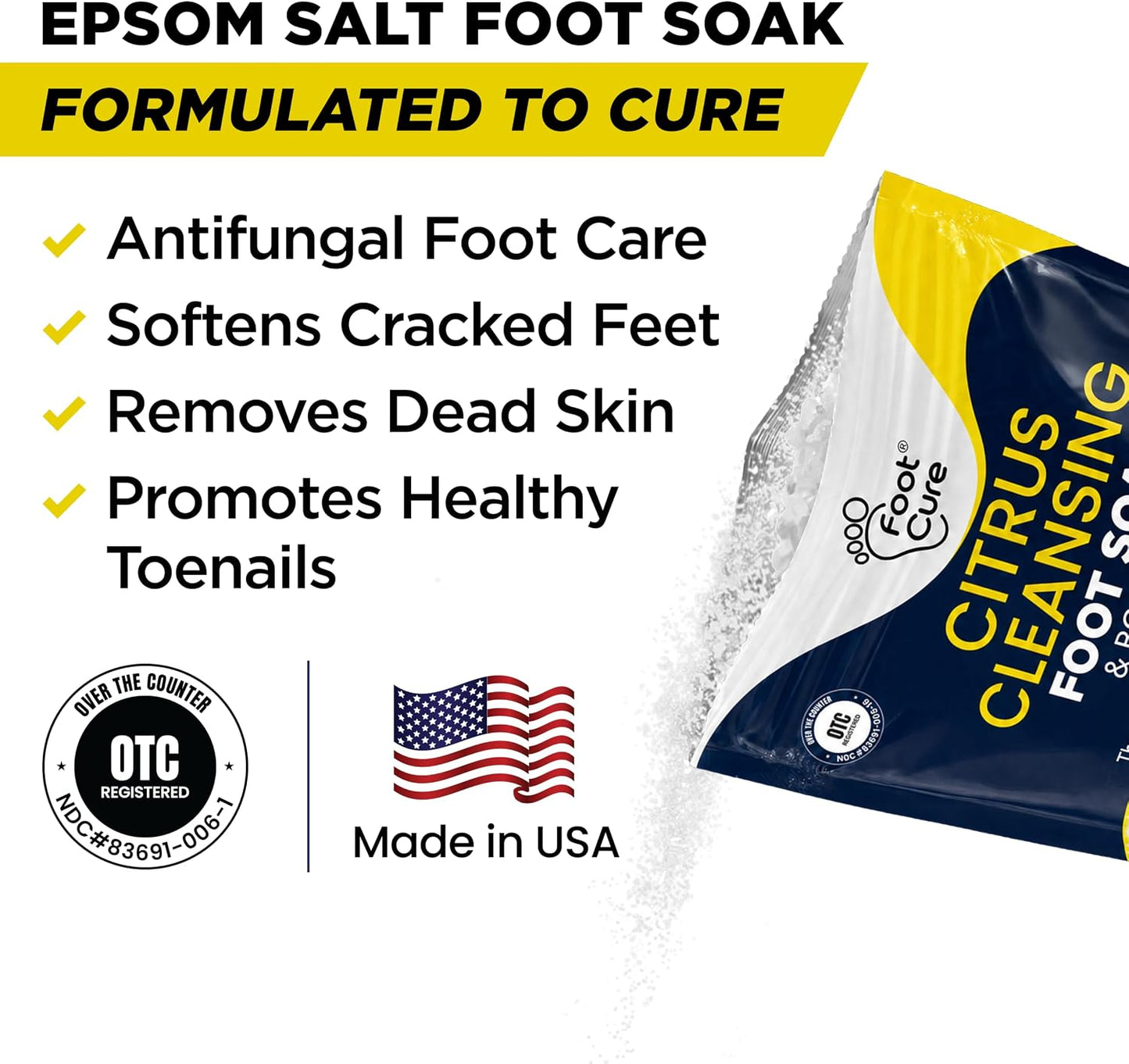 FOOT CURE Tea Tree Oil Foot Soak with Epsom Salt - Best Toenail Fungus Treatment, Athletes Foot & Softens Calluses - Soothes Sore & Tired Feet, Fungal Toe, Foot Odor Scent, Spa Pedicure (Pack of 2)