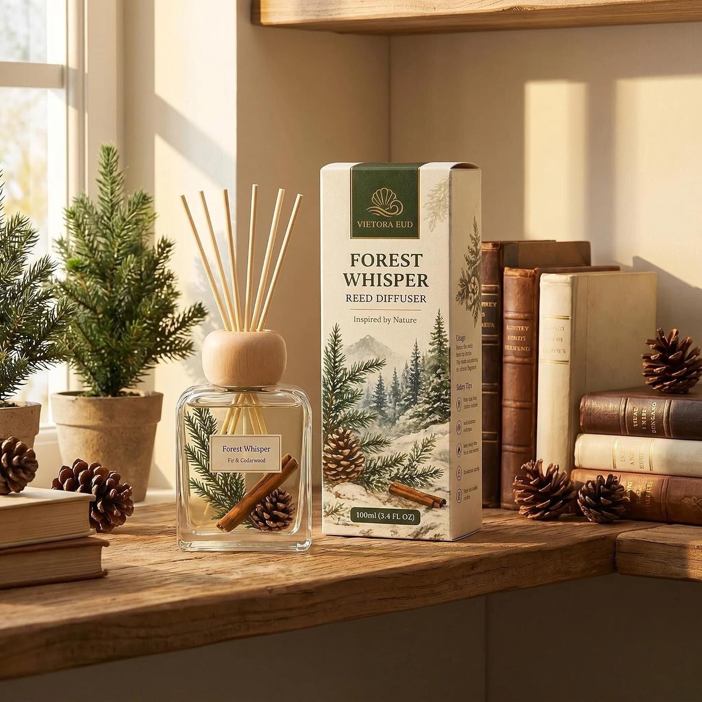 Luxury Hotel Scent Reed Diffuser 100ml (3.38oz) | No.1898 Hotel Collection Diffuser Oil Inspired by Ritz Carlton | Home, Bathroom & Office Decor | Long-Lasting Room Freshener Gift Set