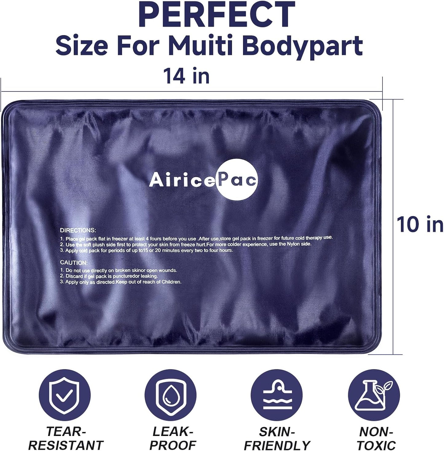 AiricePac Extra Large Gel Flexible Back Ice Packs for Injuries Reusable, 11”x 20” Cold Pack Wrap for Knee Leg Neck Shoulder Hip Back Pain Relief, Cold Compress Therapy for Swelling, Bruises, Surgery