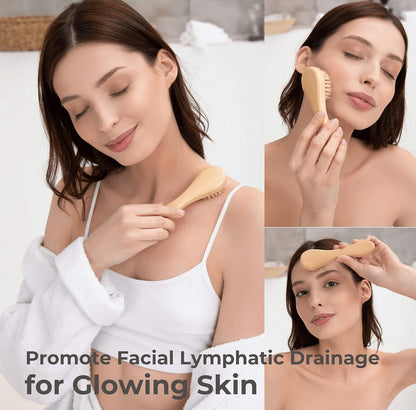 Dry Brushing Body Brush Set, Lymphatic Drainage, Natural Bristles