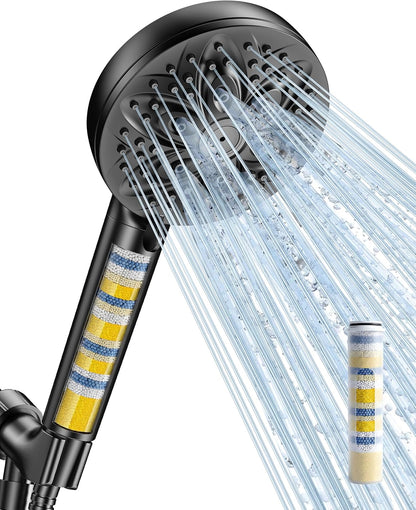 6-Setting Shower Head with Handheld, JDO High Pressure Hand held Shower Head, 4.7 Inch Chrome Detachable Showerhead Set with 59 Inch Stainless Steel Hose and Adjustable Showerhead Holder