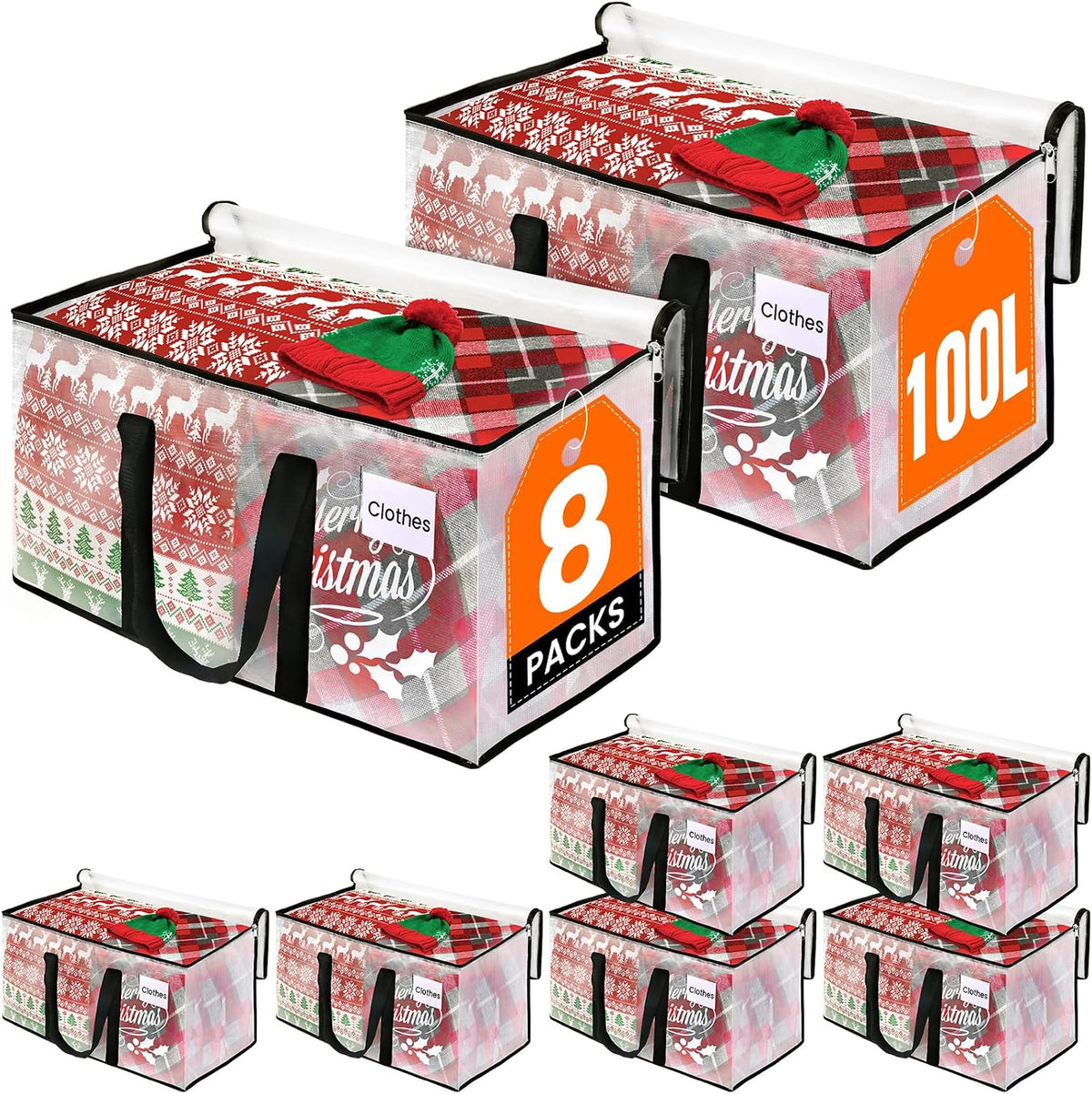 RoomHacks Moving Bags, Heavy Duty Large Storage Bags, 88L, Clear