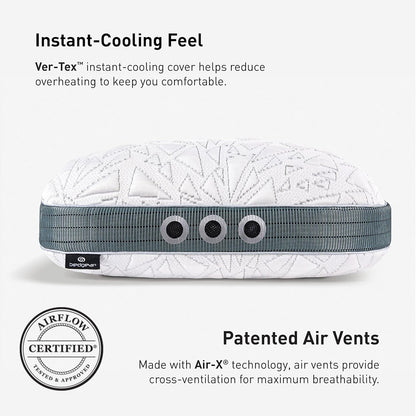 Bedgear Storm Performance Pillow, 1.0 Cooling Pillow for Side Sleepers, Medium Firm Support, Ver-Tex Cooling Cover, Air-X Mesh, Washable