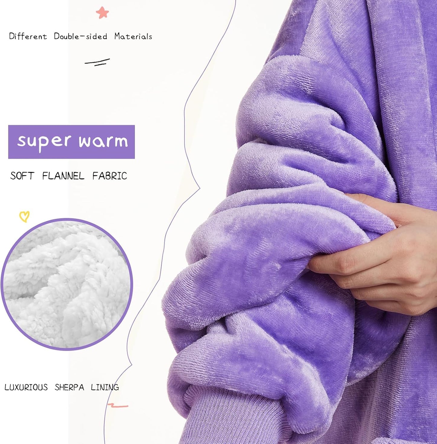 Aemilas Wearable Blanket Hoodie - Warm Sherpa Blanket Sweatshirt as Gifts for Adult Women Mom Men, One Size Fits All
