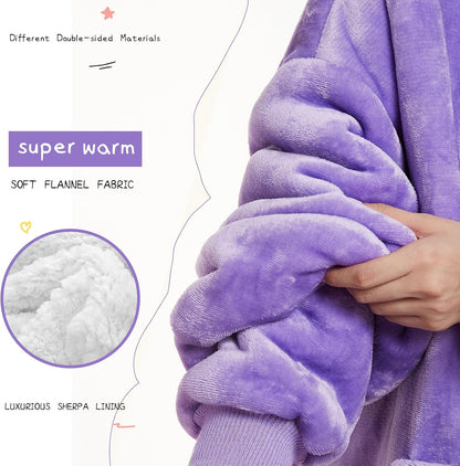 Aemilas Wearable Blanket Hoodie - Warm Sherpa Blanket Sweatshirt as Gifts for Adult Women Mom Men, One Size Fits All