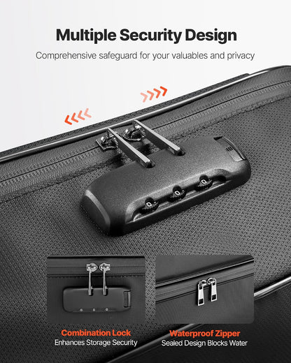 VEVOR Fireproof Document Bag, 1832 ℉ Heat Insulated Fireproof & Waterproof Bag, Portable Multi-Layer File Storage Security Organizer Home Office Travel Use, for Passports, Important Documents, Files