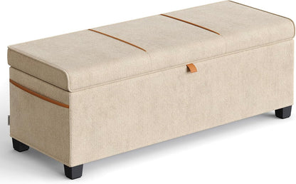 SONGMICS Storage Ottoman Bench, Foot Rest with Legs, 15.7 x 43.3 x 15.7 Inches, End of Bed Bench, Storage Chest, Load up to 660 lb, for Living Room, Bedroom, Entryway, Dark Gray ULSF088G01