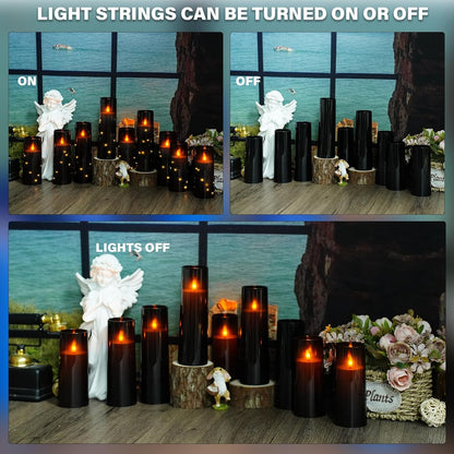 Nimiko Flickering Flameless LED Candles,Battery Operated Candles 24 Pcs with Embedded Star String,Acrylic LED Pillar Candles with Remote,Suitable for Home Decoration to Create an Atmosphere (White)
