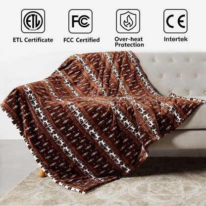Tefici Electric Heated Blanket Throw, Super Cozy Soft 2-Layer Flannel 50" x 60" Heated Throw with 3 Heating Levels & 4 Hours Auto Off, Machine Washable, ETL&FCC Certified, Home Office Use, Red