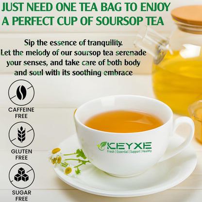 KEYXE - USDA Organic Soursop Graviola Leaves Tea 50 Bags. Non-GMO Verified , 100% Organic Soursop Leaves for Digestion, Boosting Immune, Improving Sleep & Skin Health, Gluten Free, Caffein Free , Hojas De Guanabana Tea Organica, Eco-Conscious Tea Bags