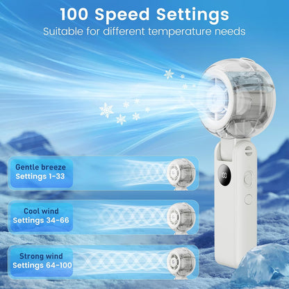 Portable Fan Handheld, Powerful Cooling Misting Fan Rechargeable
