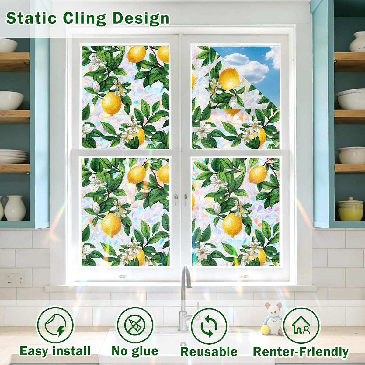 Frosted Glass Window Film, Decorative Sun Heat Blocking,Anti UV Save Energy