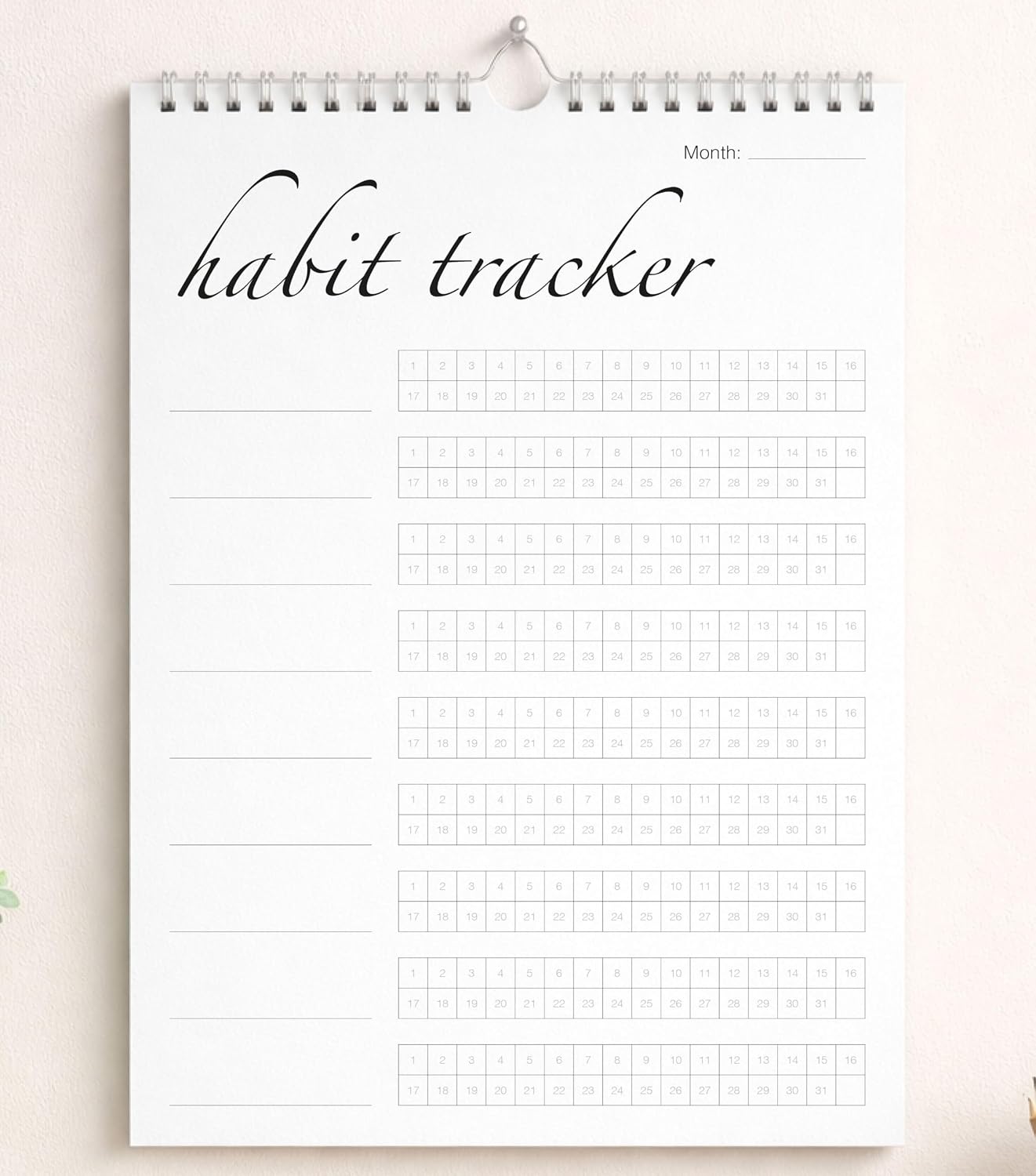 Habit Tracker Calendar (Undated 12 Month) with Silver Spiral Bound and Hanger, 7"x10" Habit Planner, Daily Weekly and Monthly Habit Tracker Journal, Habit Calendar, Colorful Layout.