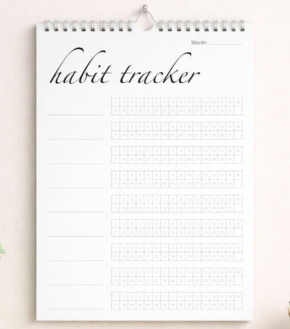 Habit Tracker Calendar (Undated 12 Month) with Silver Spiral Bound and Hanger, 7"x10" Habit Planner, Daily Weekly and Monthly Habit Tracker Journal, Habit Calendar, Colorful Layout.