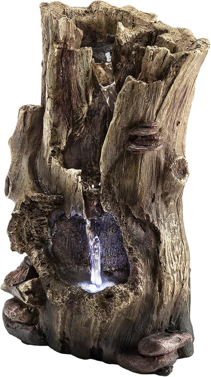 Alpine Corporatio 14" Tall Stoned Jar Cascading Water Fountain with LED Lights, Elegant Tabletop Water Feature for Home, Office, Living Room, and Bedroom Decor, Gray