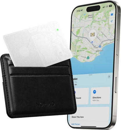 Nomad Tracking Card Carbide, Slim Card Tracker with IPX7 Waterproof and Dust Proof Card Tracker for Wallet & Luggage, 5 Months GPS Tracker Long Battery Life, Rechargeable, Compatible with iOS Only