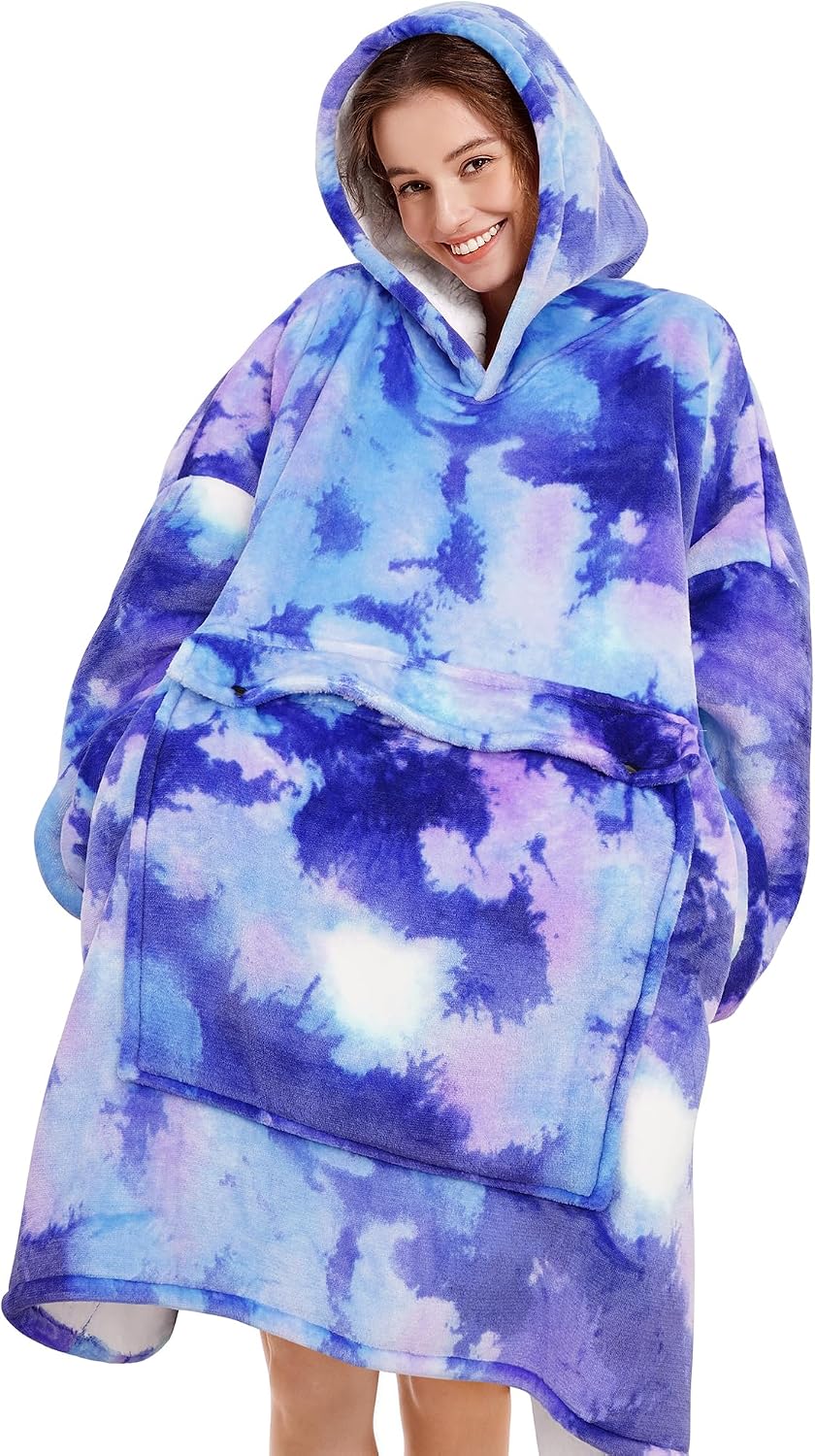 Narecte Cozy Oversized Blanket Hoodie Wearable Blanket Adults Soft Hooded Blanket Hoodie Birthday Gifts for Women Christmas - Colors B