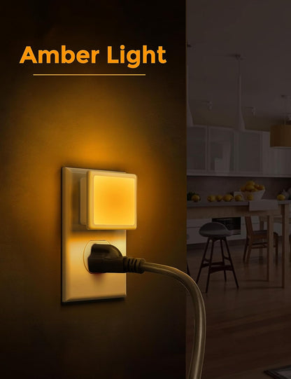 L LOHAS LED Night Lights Plug into Wall 2-Pack, 0.3W Plug in Night Light, Dusk to Dawn, 2000K Amber Light, Sleep Aid Nightlight Auto-On/Off, for Adults Kids Room, Bedroom, Bathroom, Hallway, Non-Dim