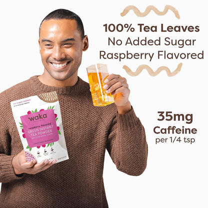 Waka Raspberry Green Tea Powder, Unsweetened Instant Tea, 4.5 oz
