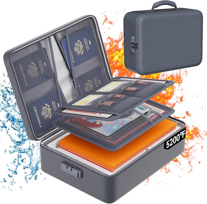 DocSafe 5200°F Fireproof Document Organizer Box with Lock, Heat Insulated