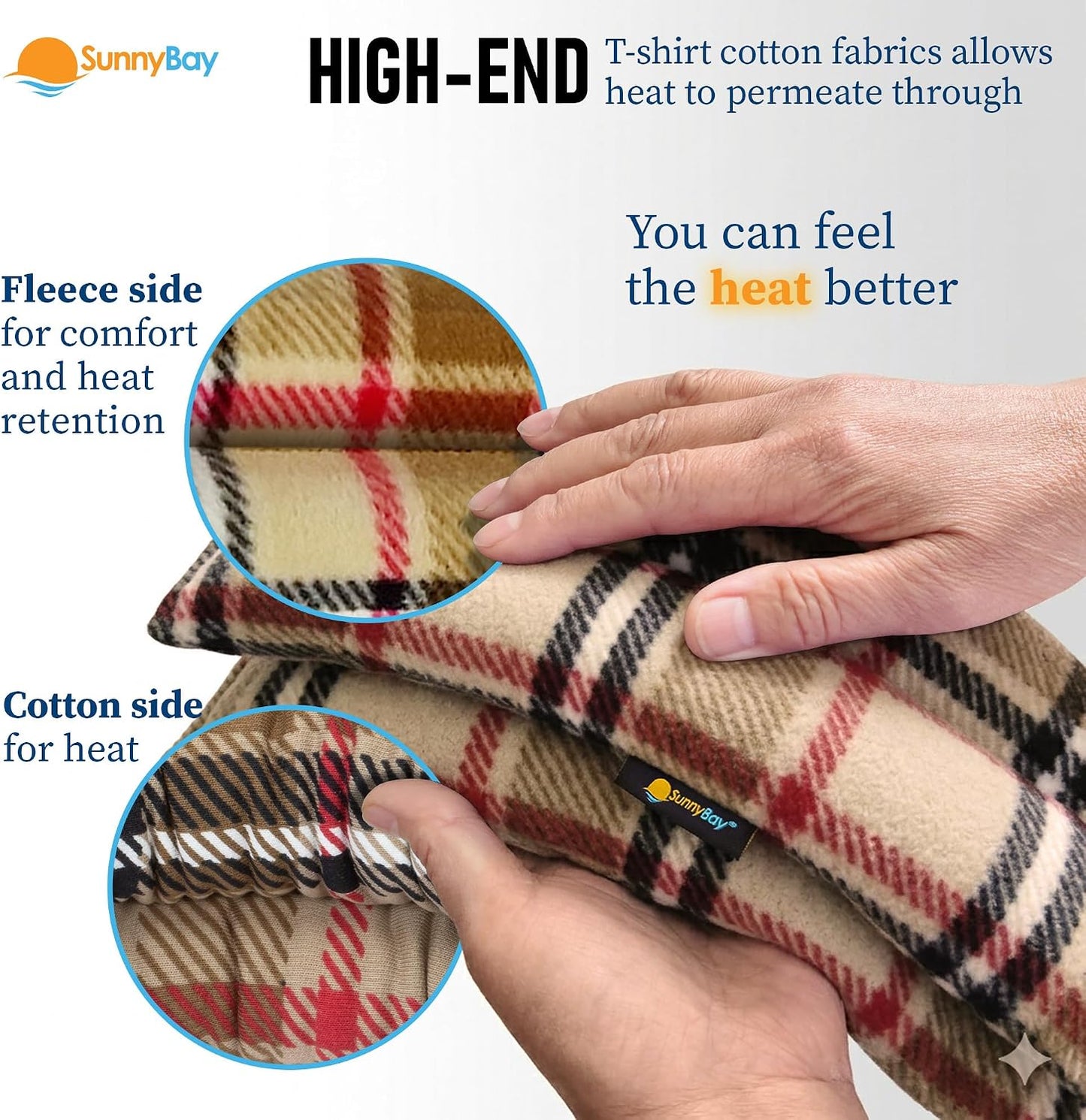 SunnyBay Microwavable Heating Pad for Neck and Shoulder, Heated Neck Wrap, Microwave Heat Pad, Weighted Beanbag Moist Hot or Cold Compress, 2.2 lbs, 26x4 Inches, Navy Blue