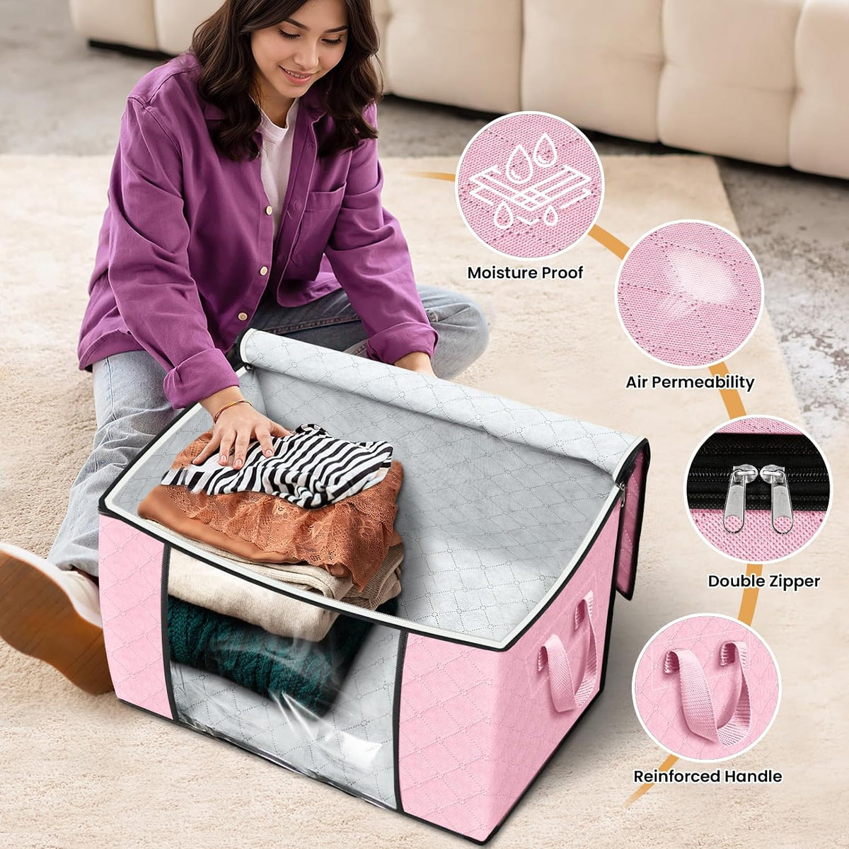Fab totes Storage Bags for Clothes Blanket Storage Bins with Lids