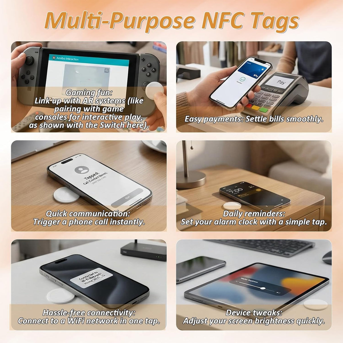 25mm Round NFC Tags NTAG215 NFC Coin Tags with Adhesive Back