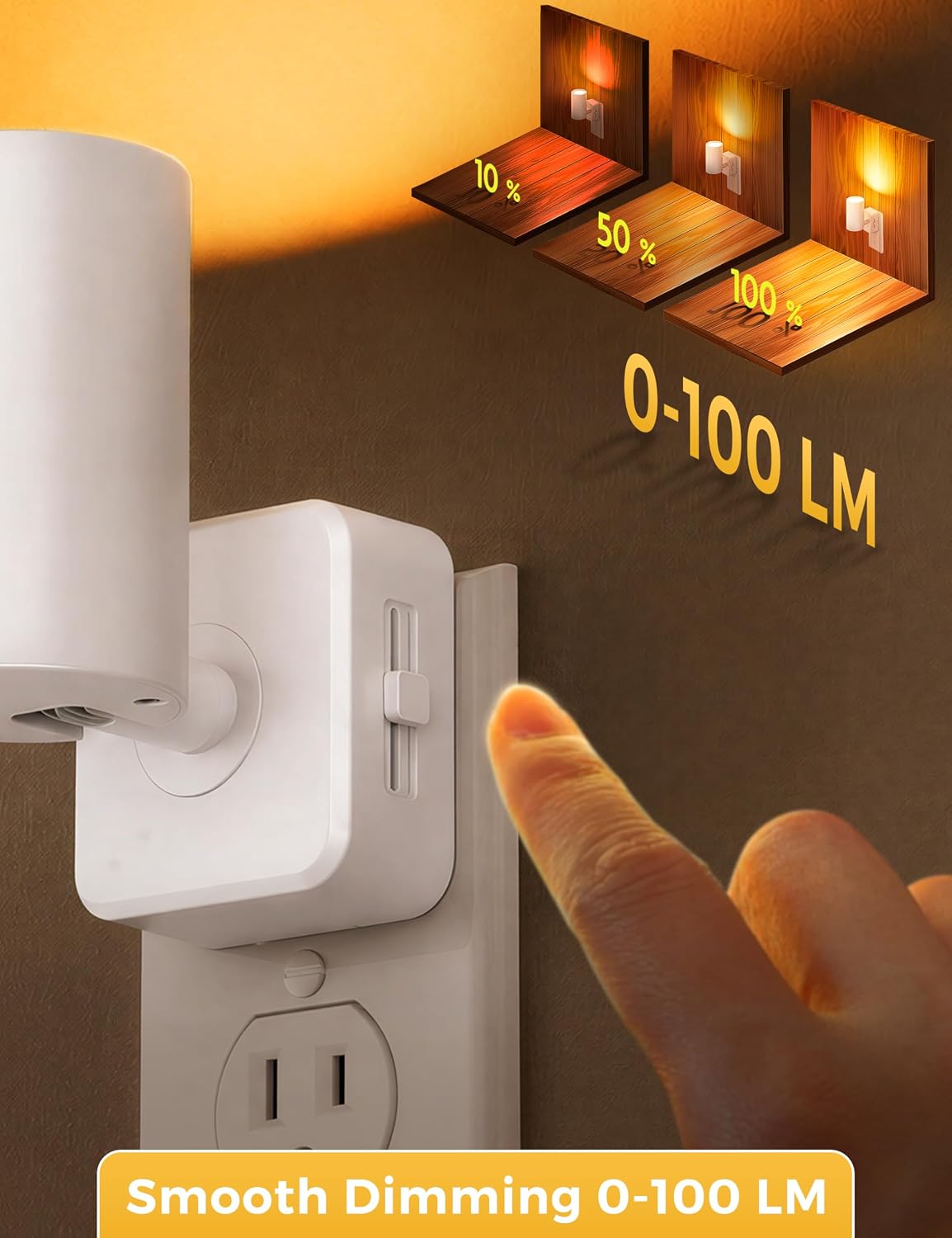 L LOHAS LED Night Lights Plug into Wall, [2-Pack] Rotatable Night Lights with Dusk to Dawn Sensor, 0-100 LM Brightness Adjustable,2000K Amber Nightlight for Adults Bathroom Hallway Stairs