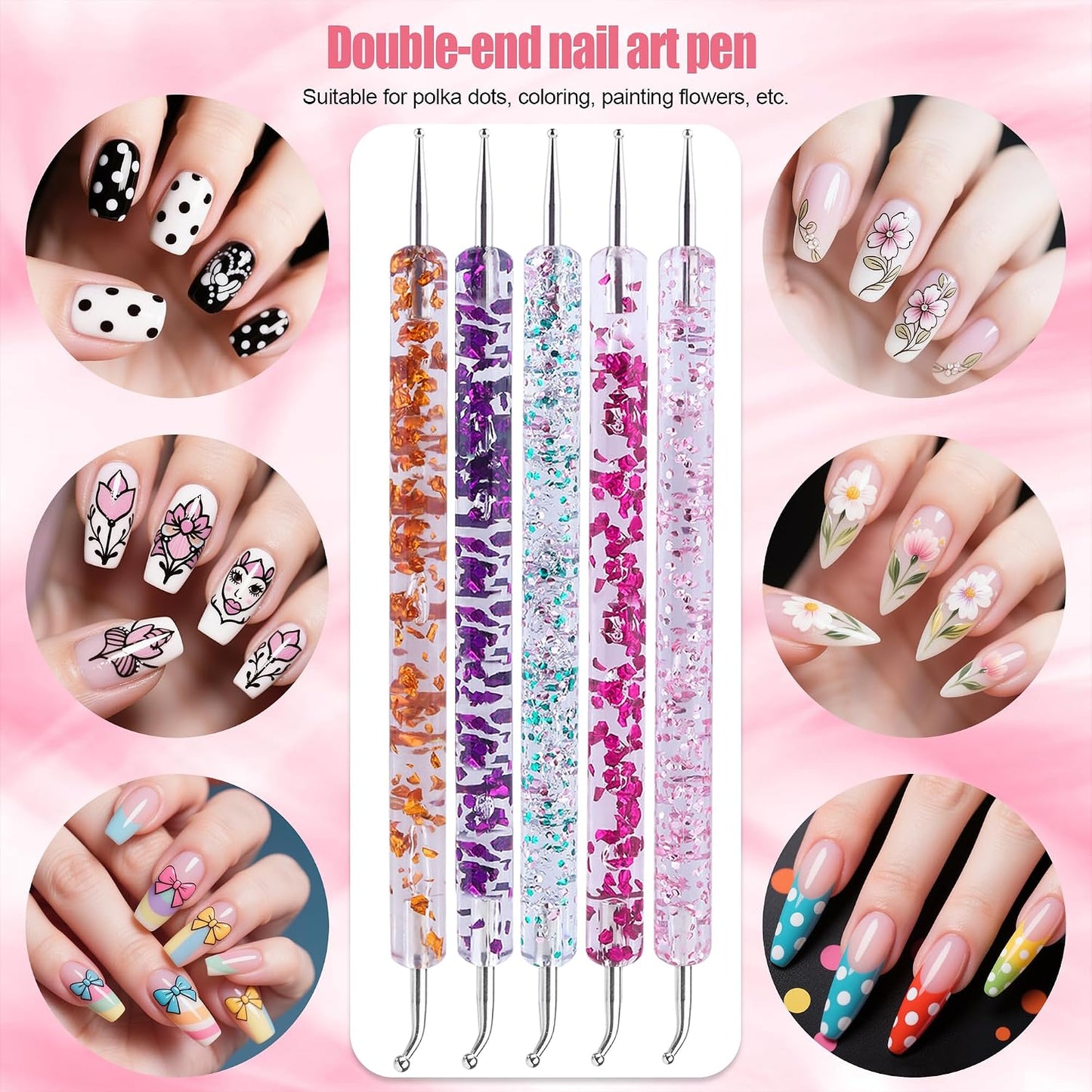 Artdone 31pcs Nail Art Brushes, Nail Art Tool Set, Dotting Tools, Dust Brush,Striping Brushes for Long Lines, Drawing Pen For Gel Polish Design supply