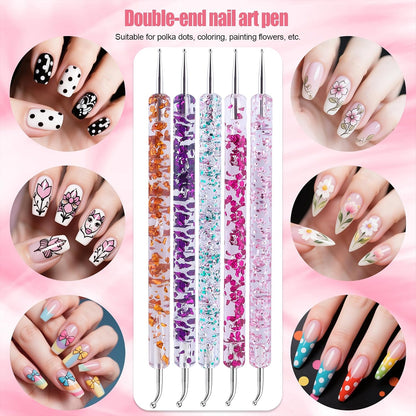 Artdone 31pcs Nail Art Brushes, Nail Art Tool Set, Dotting Tools, Dust Brush,Striping Brushes for Long Lines, Drawing Pen For Gel Polish Design supply