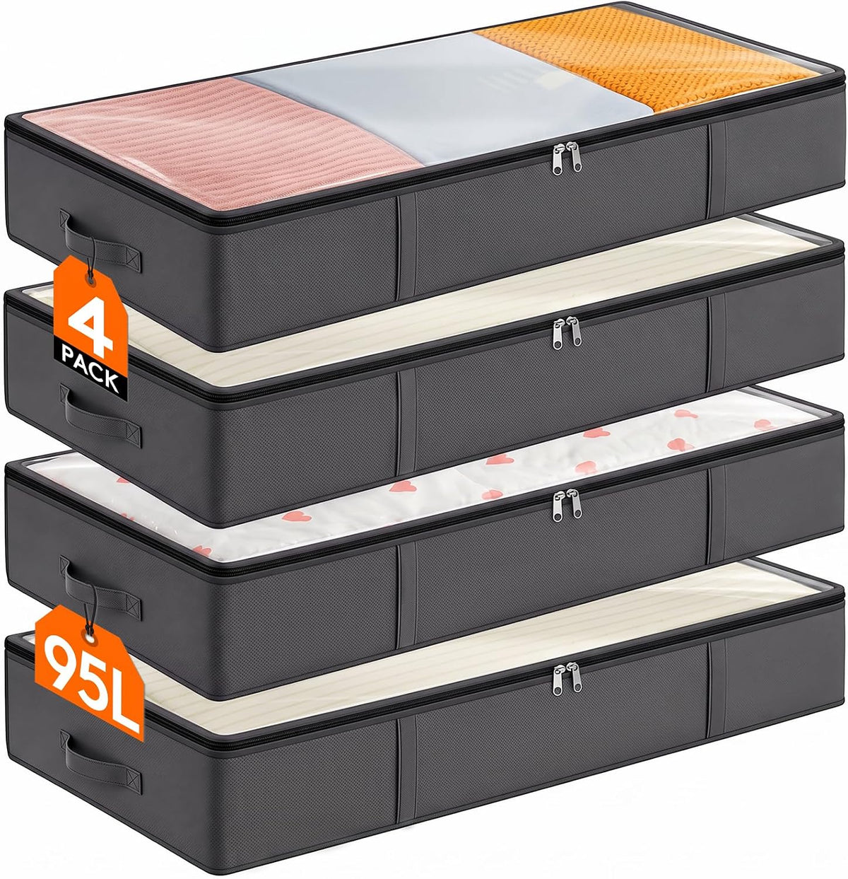 Lifewit 95L Under Bed Storage Container, Blanket Organizer, Gray