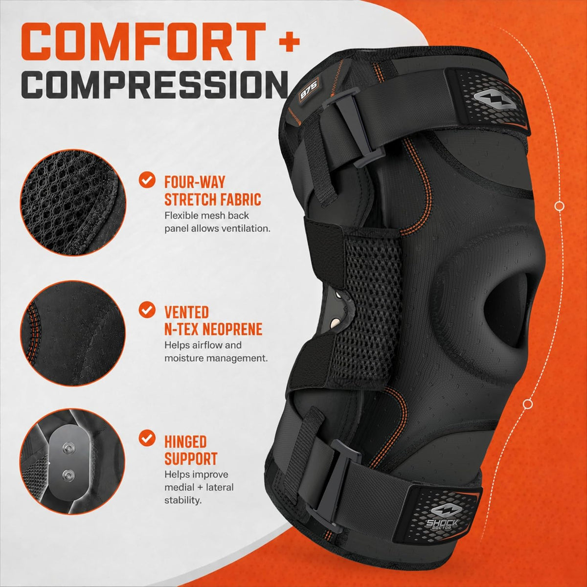 Shock Doctor Knee Brace for Men Hinged Knee Brace for Women, Knee Support