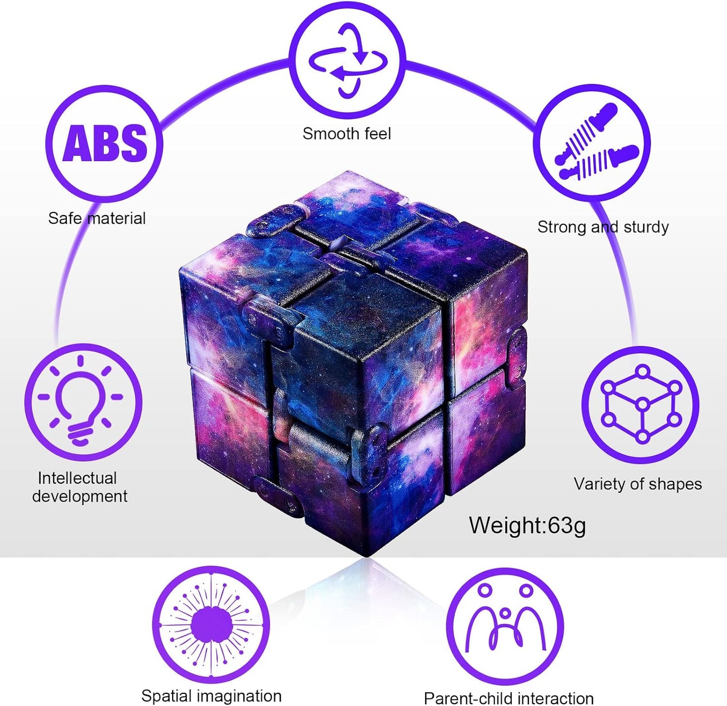 Skylety Cube Anxiety Relief Toy Hand Held Magic Sensory Stress Cube Toy for Adults Relieve Stress Christmas Party Favors(4 Pcs,Starry)